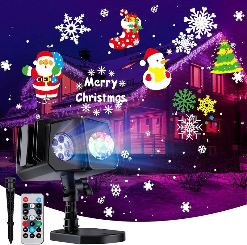 SmartDawn Christmas Projector Lights Outdoor 26 HD Effects (3D Ocean Wave + Patterns) Waterproof with Timer Holiday Projector Lights for Indoor Christmas Halloween Night Disco Party, RGB + Multicolor - Image 1